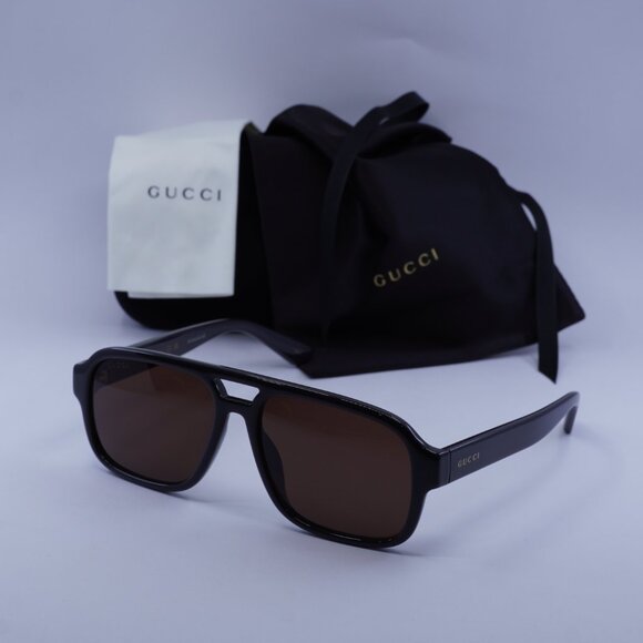 Gucci GG1342S 005 Sunglasses Grey Aviator Frame, Brown Lenses - Picture 10 of 10